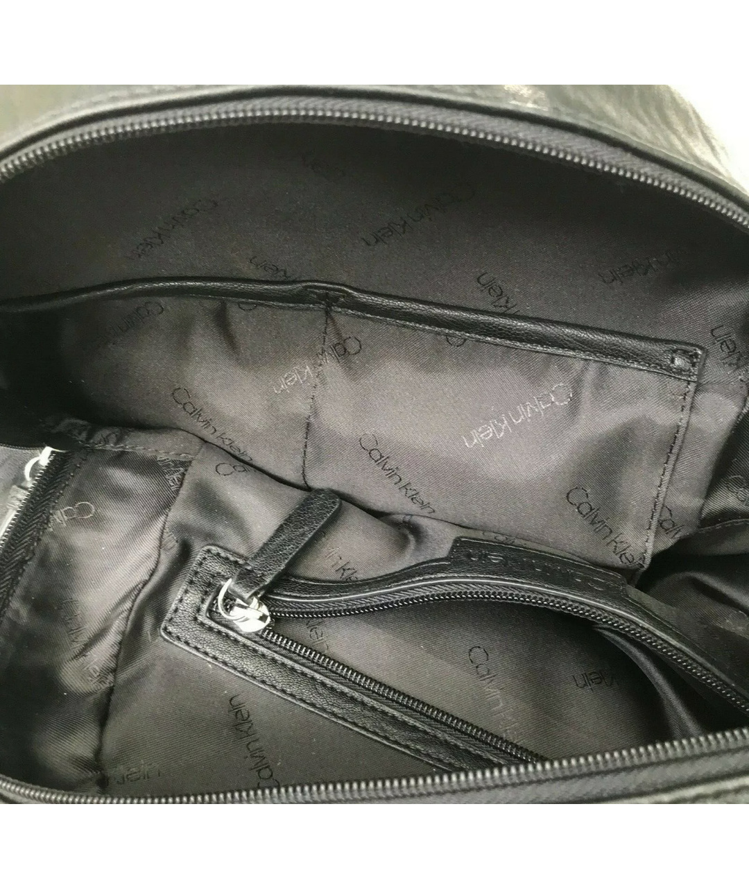 CALVIN KLEIN Черный кожаный рюкзак, фото 5