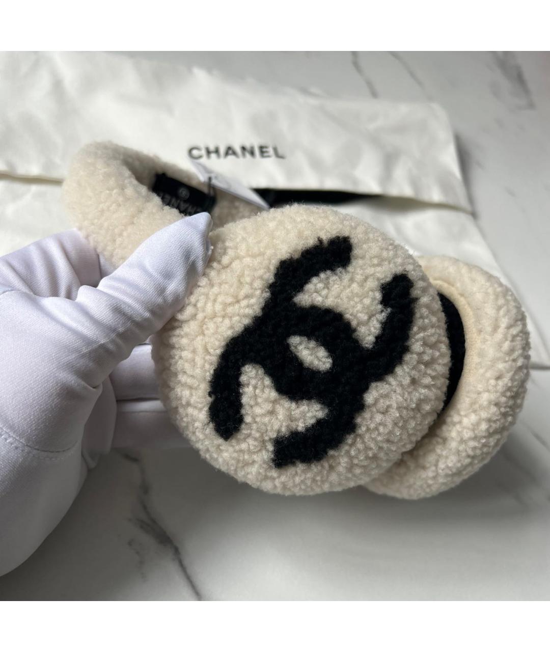 CHANEL Бежевые шерстяные наушники, фото 5