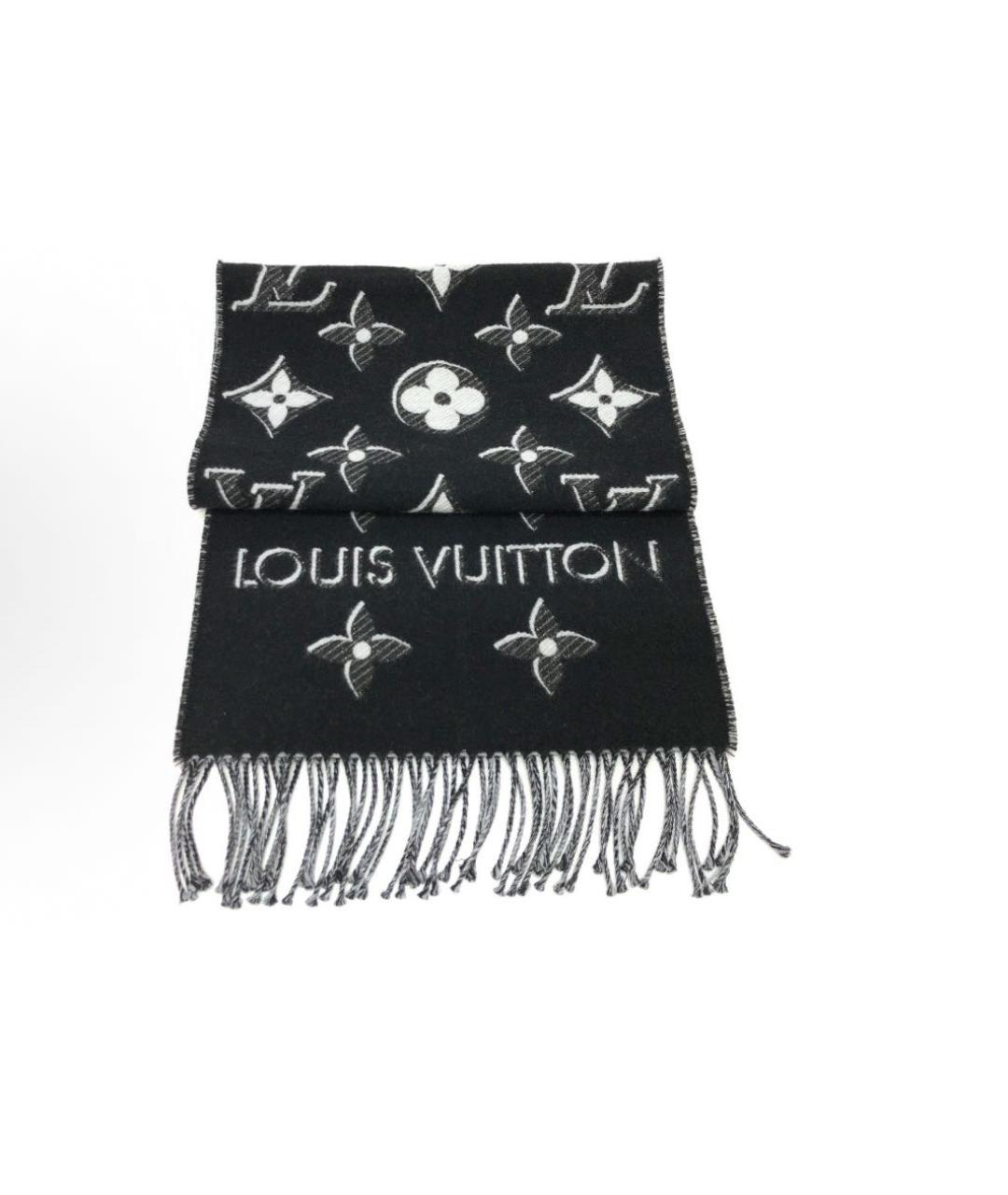 LOUIS VUITTON Черный шелковый шарф, фото 3