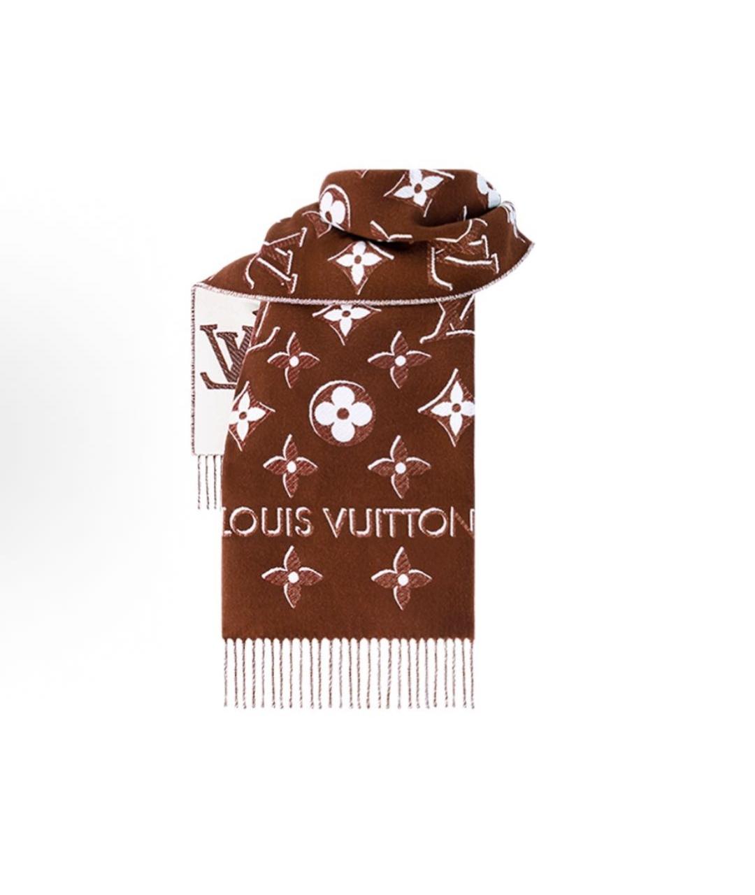 LOUIS VUITTON Бордовый шелковый шарф, фото 4
