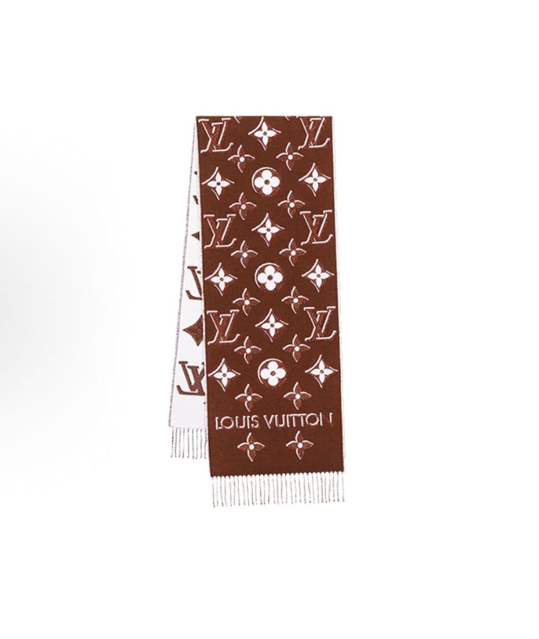 LOUIS VUITTON Бордовый шелковый шарф, фото 5