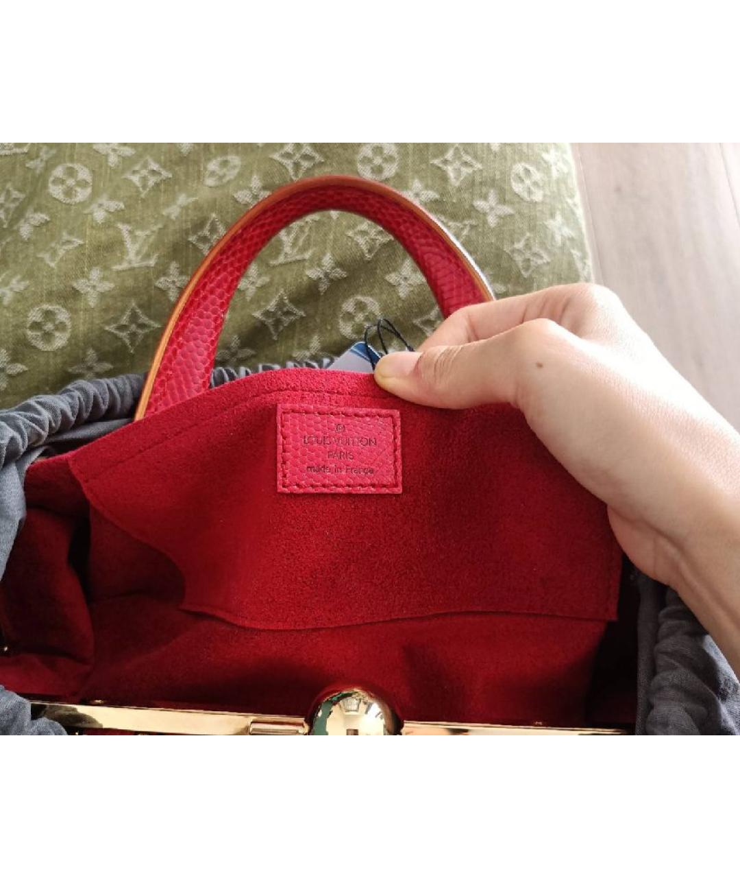 LOUIS VUITTON Красная кожаная сумка тоут, фото 5