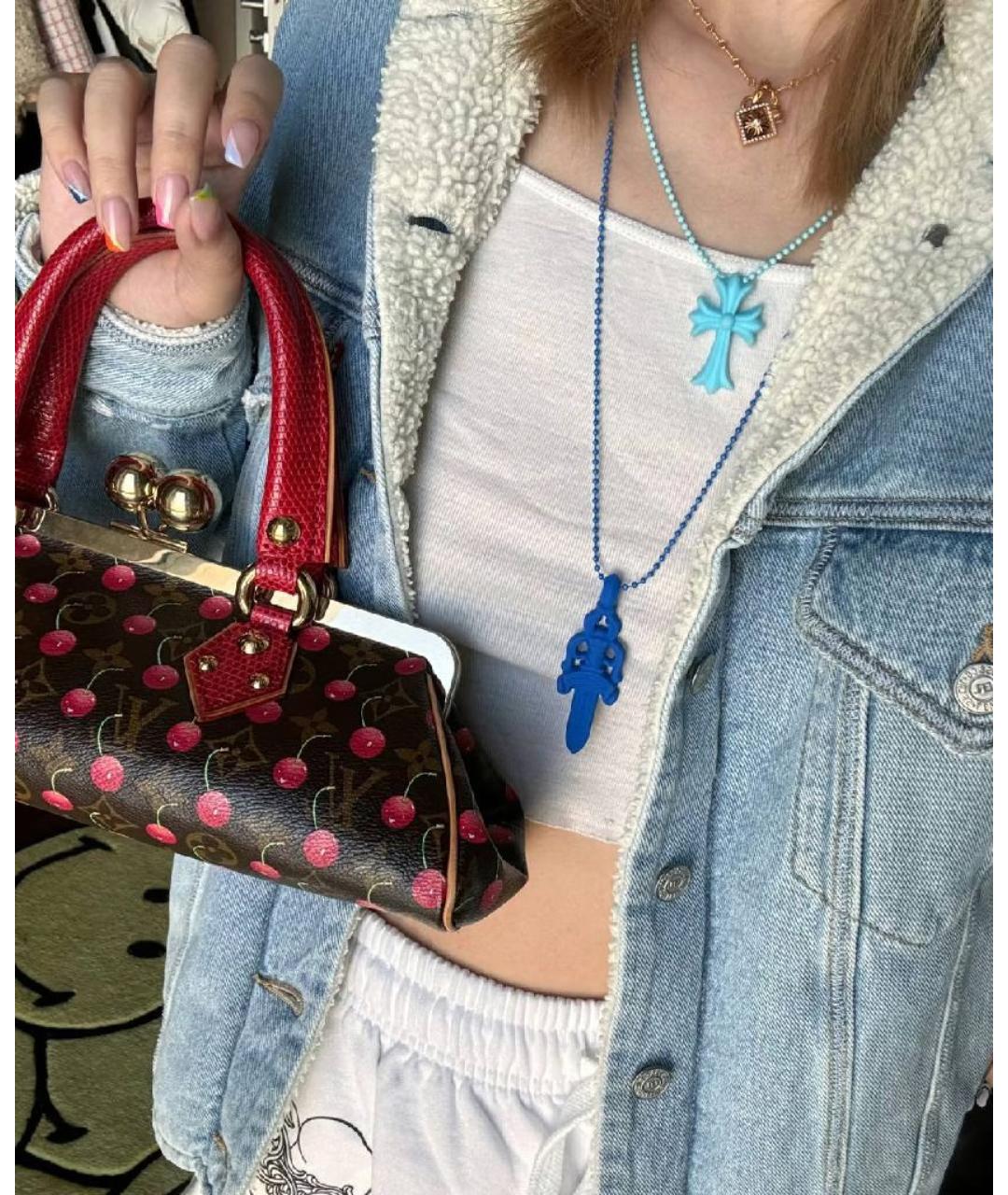 LOUIS VUITTON Красная кожаная сумка тоут, фото 2