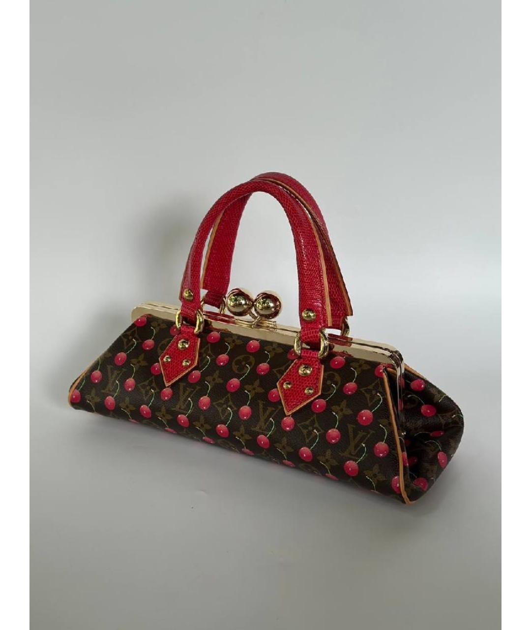 LOUIS VUITTON Красная кожаная сумка тоут, фото 3