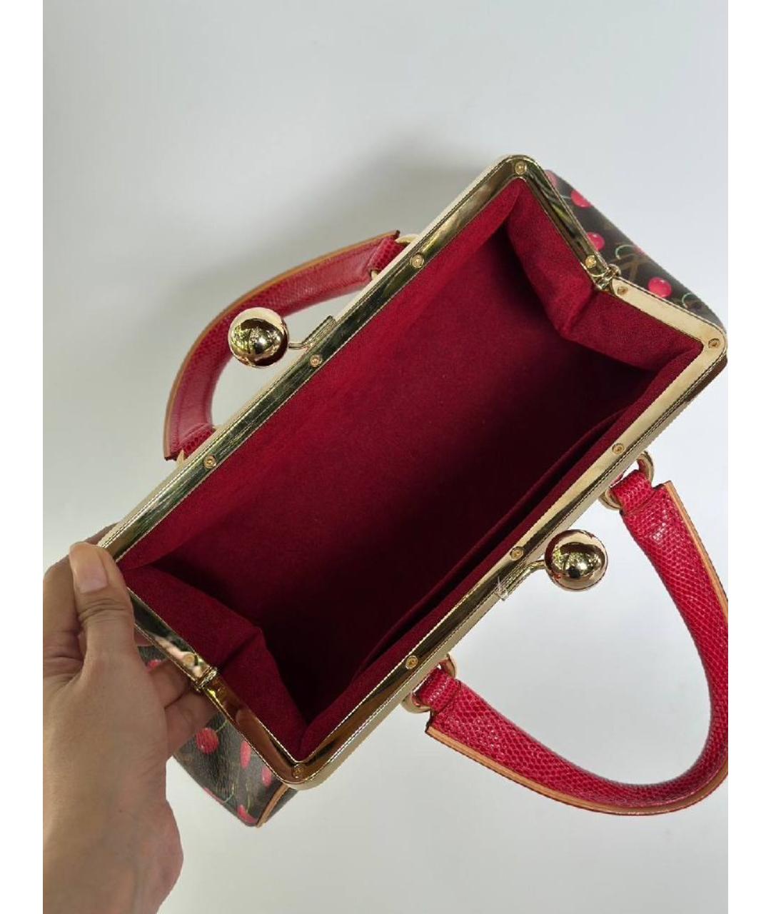 LOUIS VUITTON Красная кожаная сумка тоут, фото 4