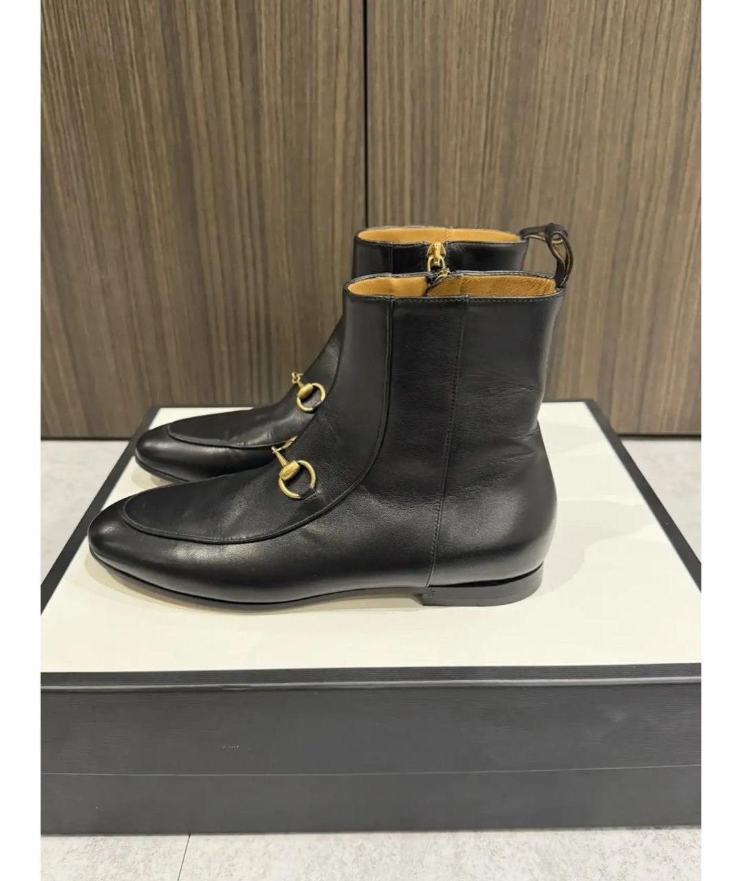 GUCCI Черные кожаные полусапоги, фото 5