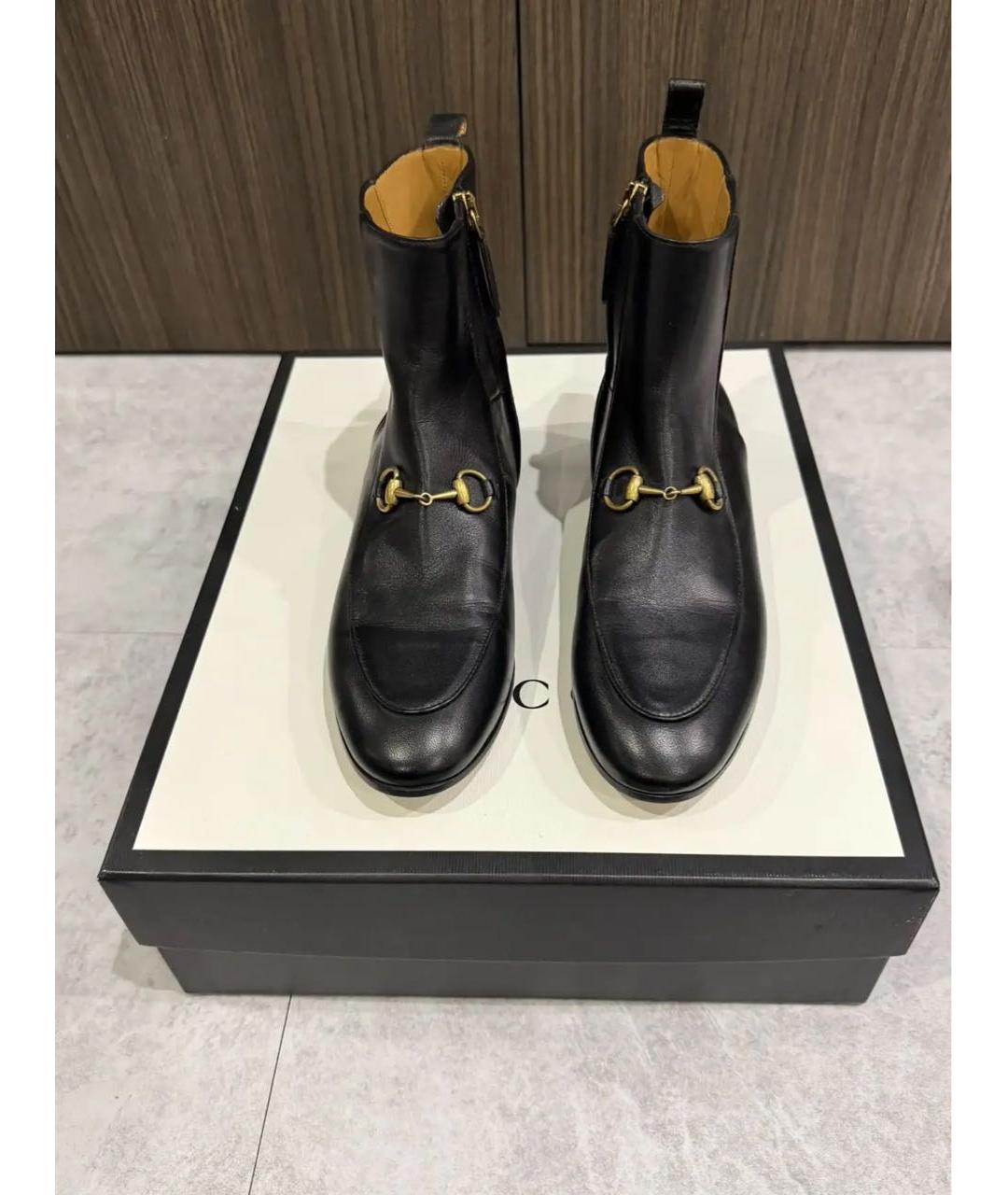 GUCCI Черные кожаные полусапоги, фото 2
