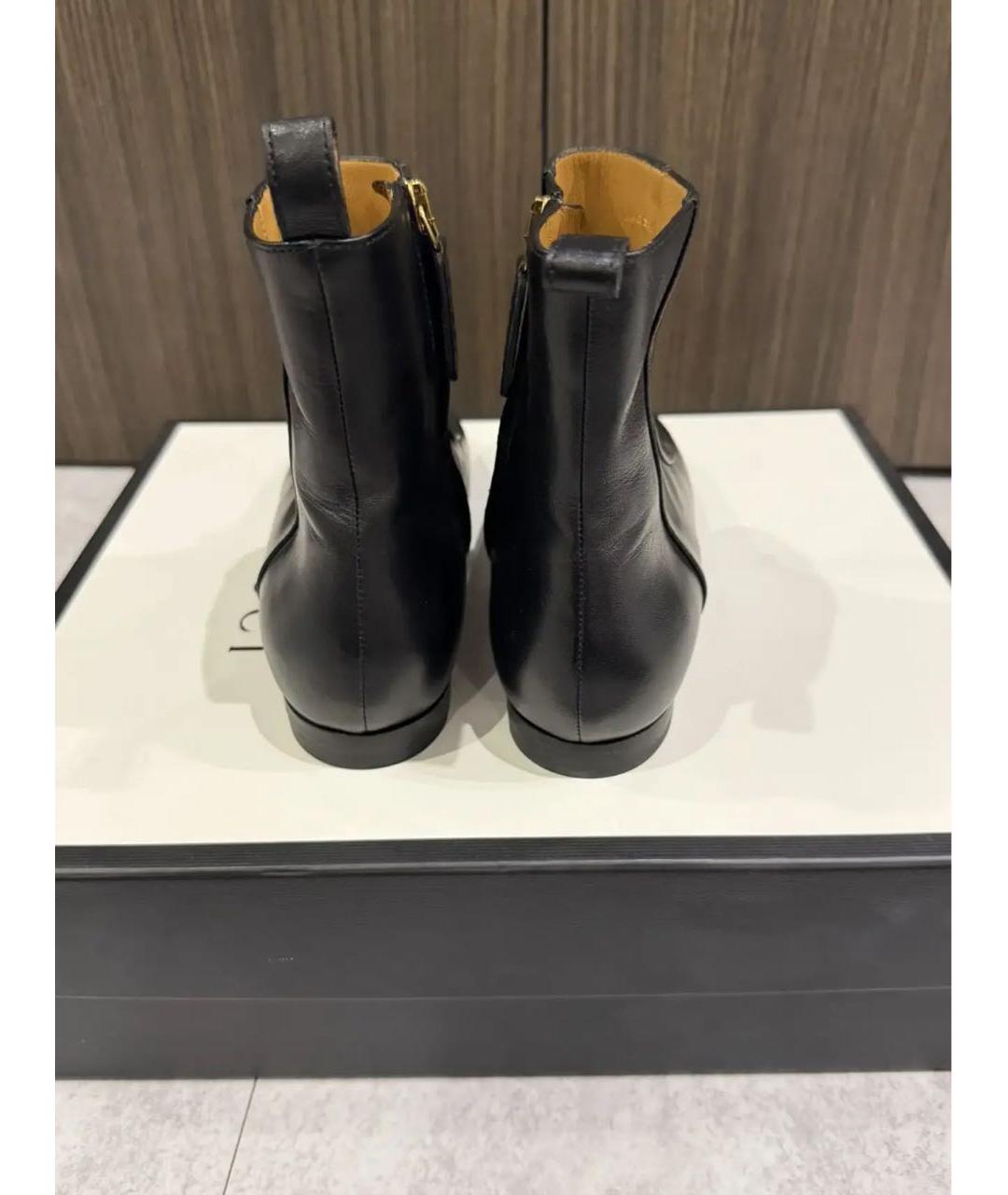 GUCCI Черные кожаные полусапоги, фото 4