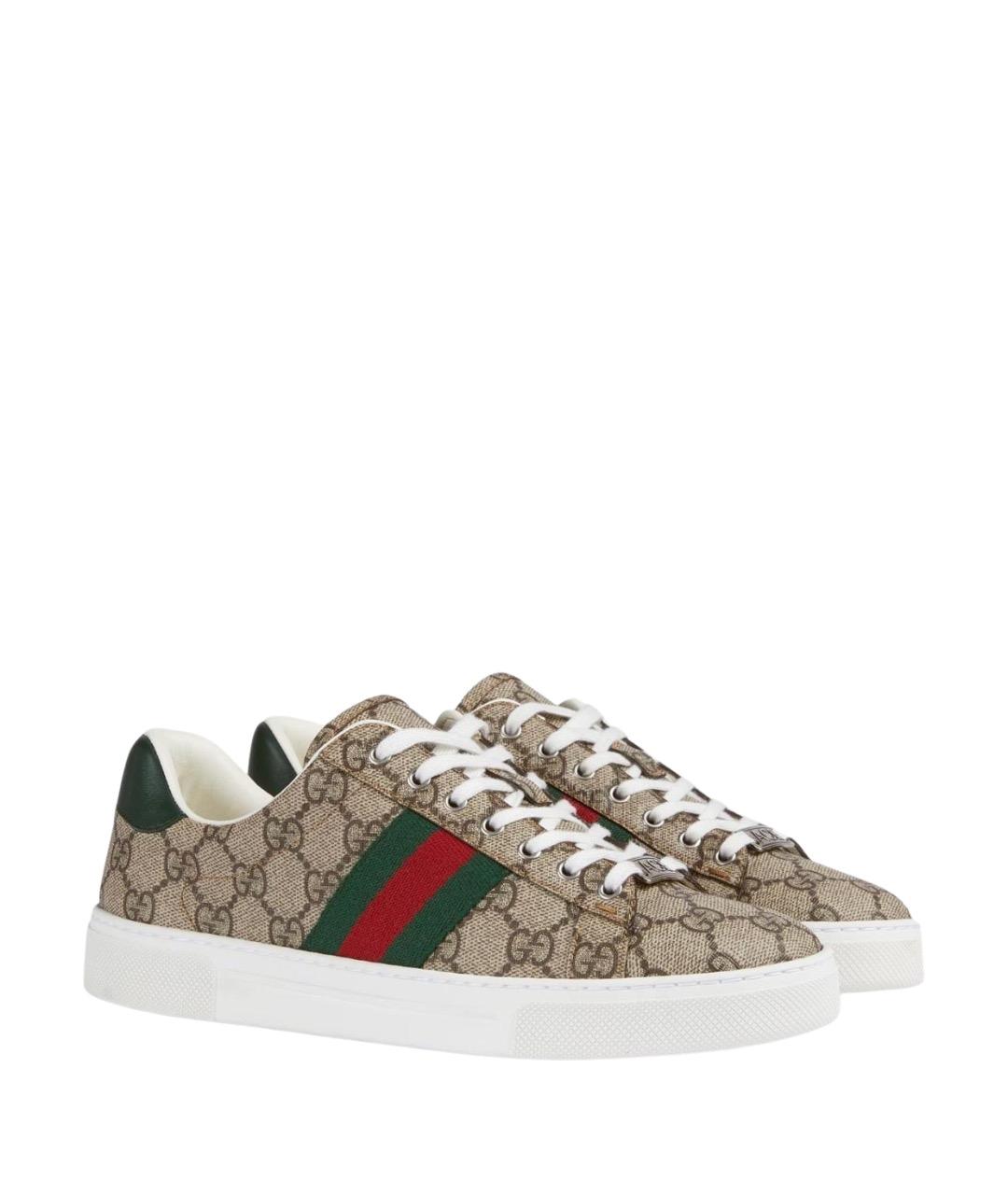 GUCCI Бежевые кожаные кеды, фото 1