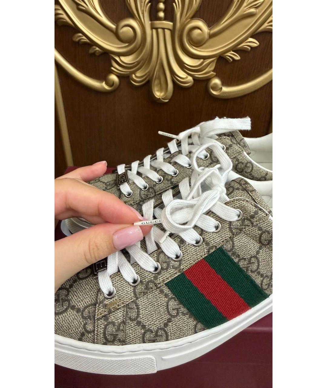 GUCCI Бежевые кожаные кеды, фото 7