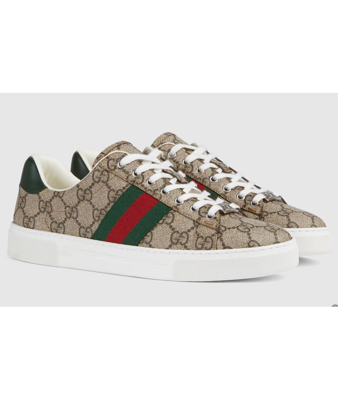 GUCCI Бежевые кожаные кеды, фото 5