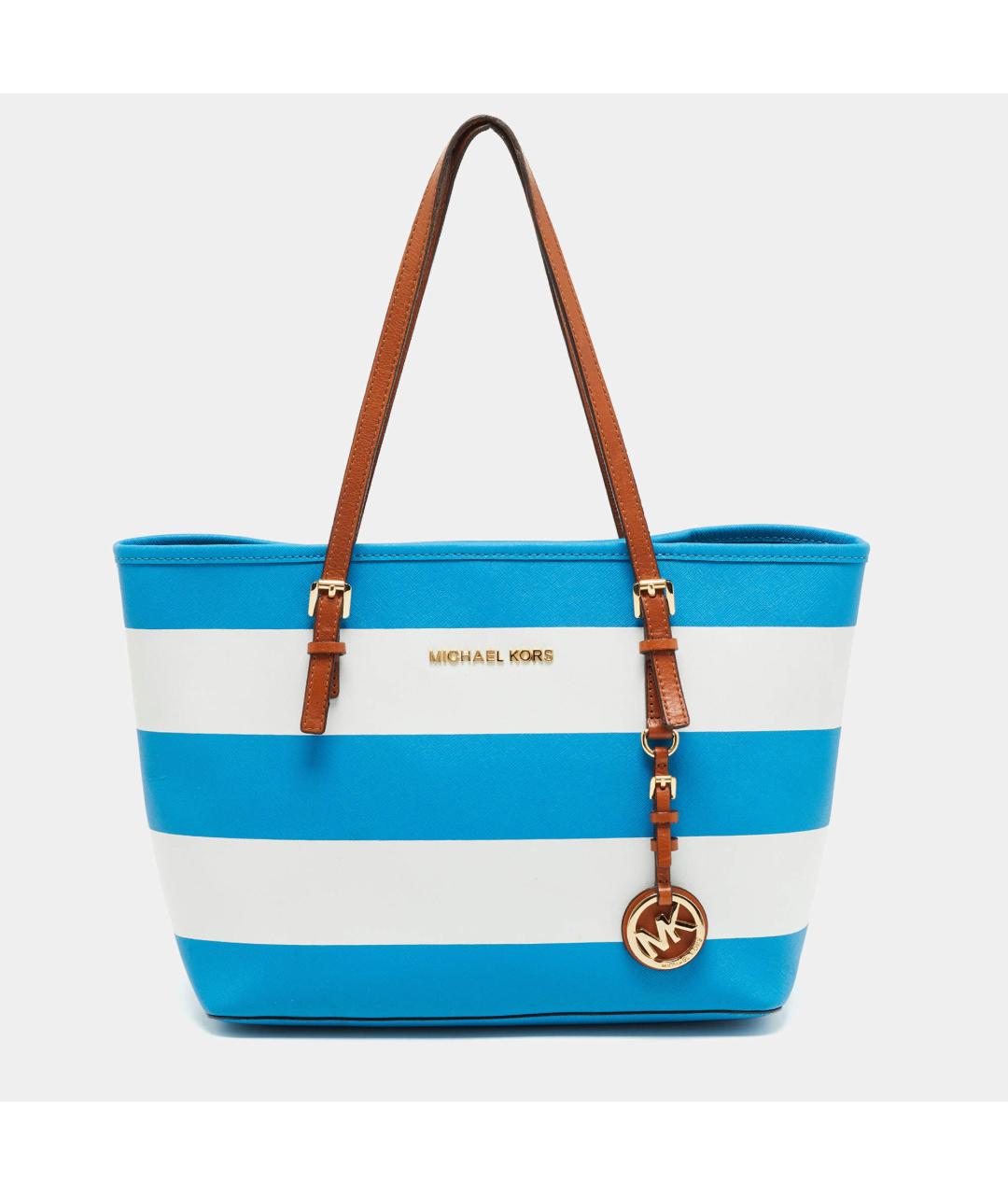 MICHAEL MICHAEL KORS Голубая кожаная сумка тоут, фото 8