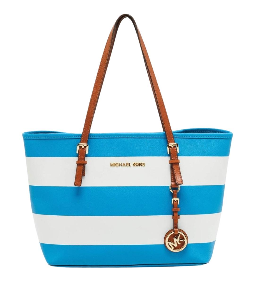 MICHAEL MICHAEL KORS Голубая кожаная сумка тоут, фото 1