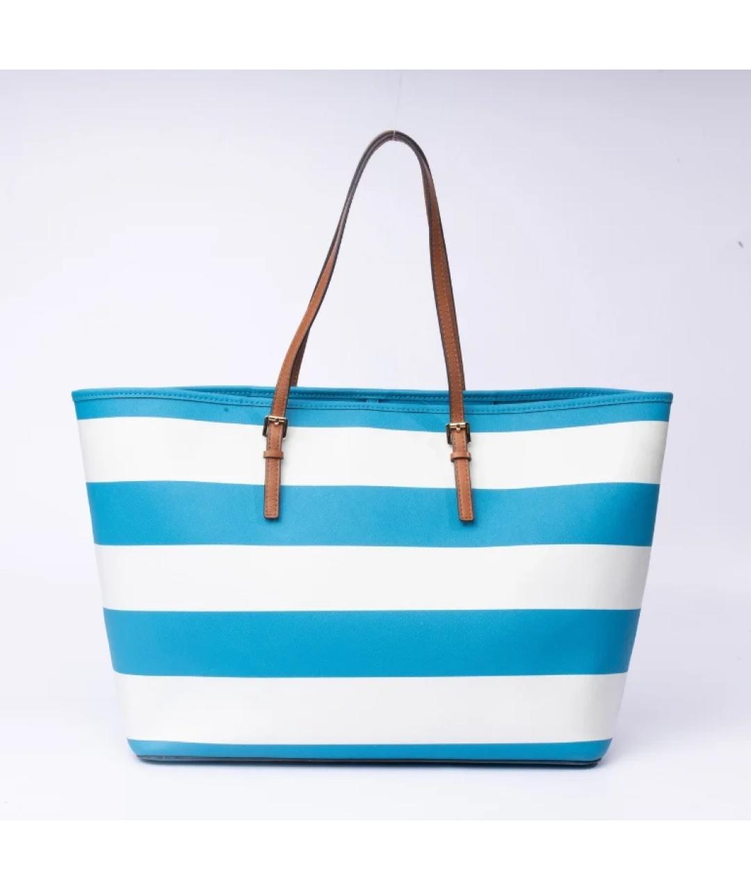 MICHAEL MICHAEL KORS Голубая кожаная сумка тоут, фото 2