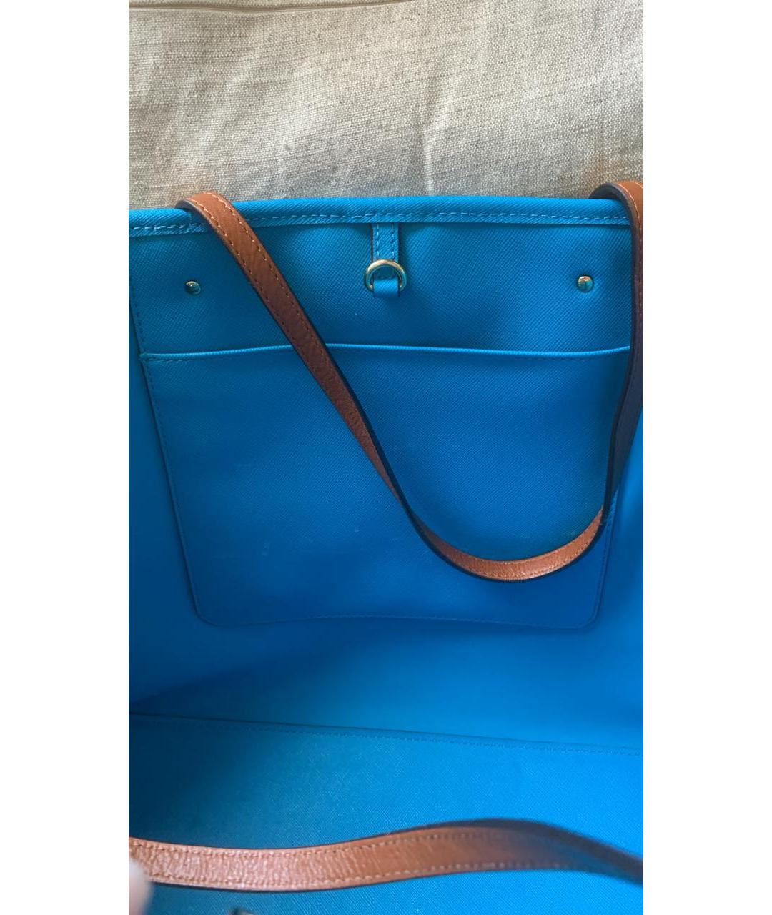 MICHAEL MICHAEL KORS Голубая кожаная сумка тоут, фото 6