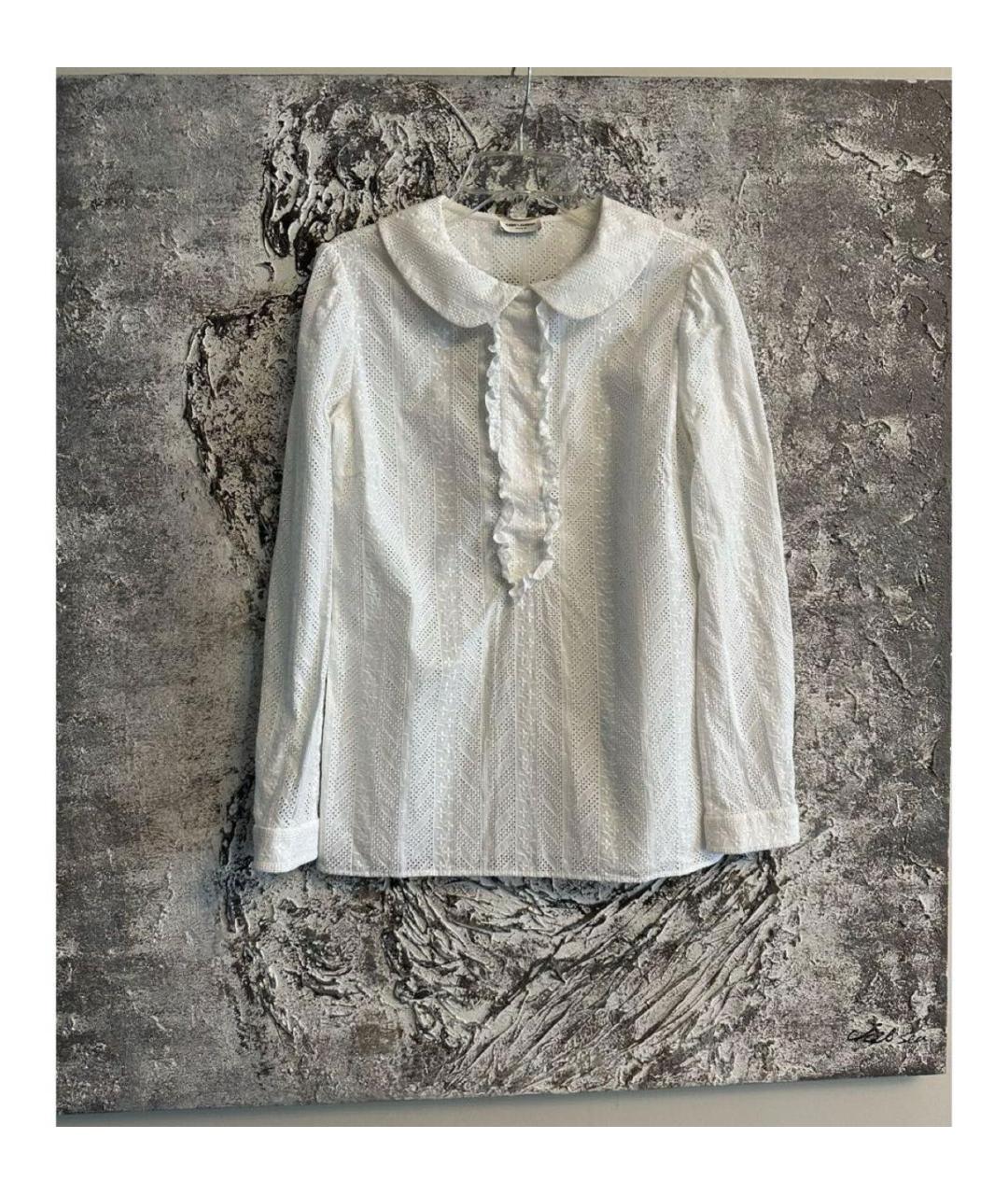 SAINT LAURENT Белая хлопковая блузы, фото 4