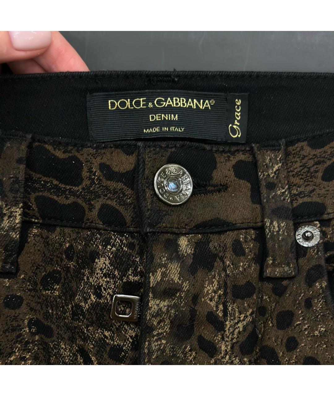 DOLCE&GABBANA Коричневые хлопко-эластановые джинсы слим, фото 3