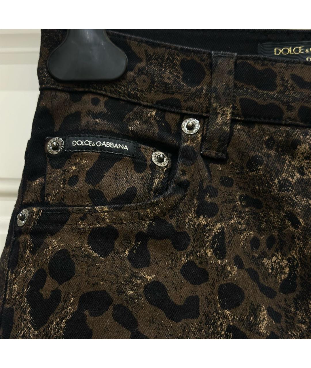 DOLCE&GABBANA Коричневые хлопко-эластановые джинсы слим, фото 5