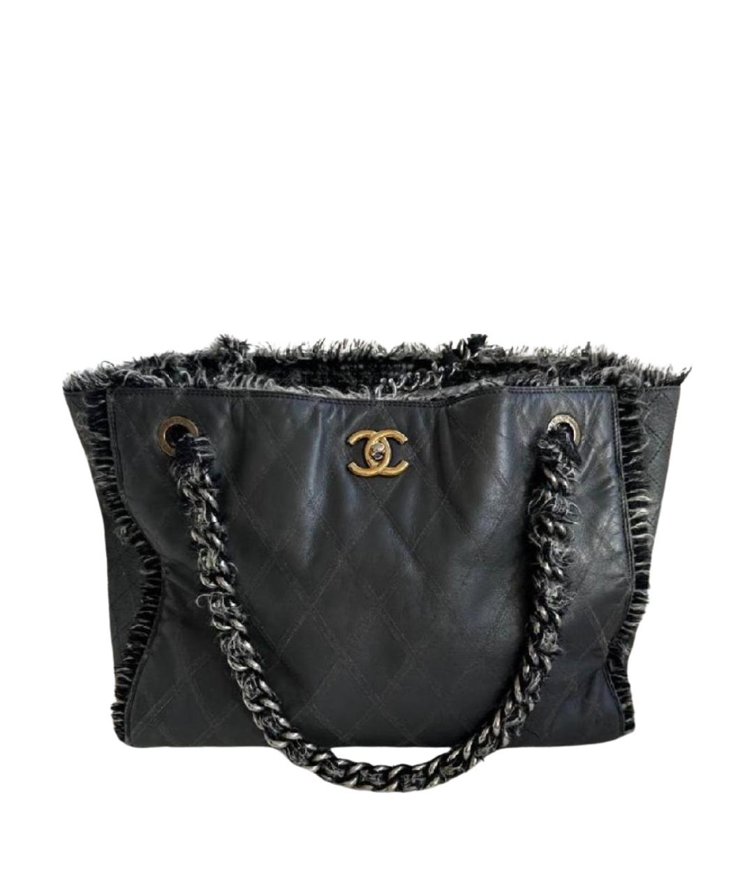 CHANEL Антрацитовая твидовая сумка с короткими ручками, фото 1