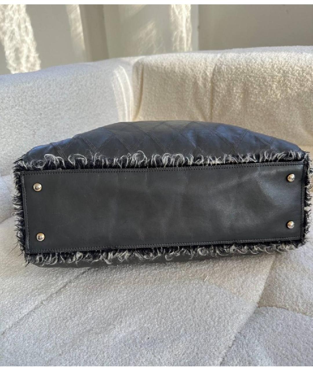 CHANEL Антрацитовая твидовая сумка с короткими ручками, фото 3