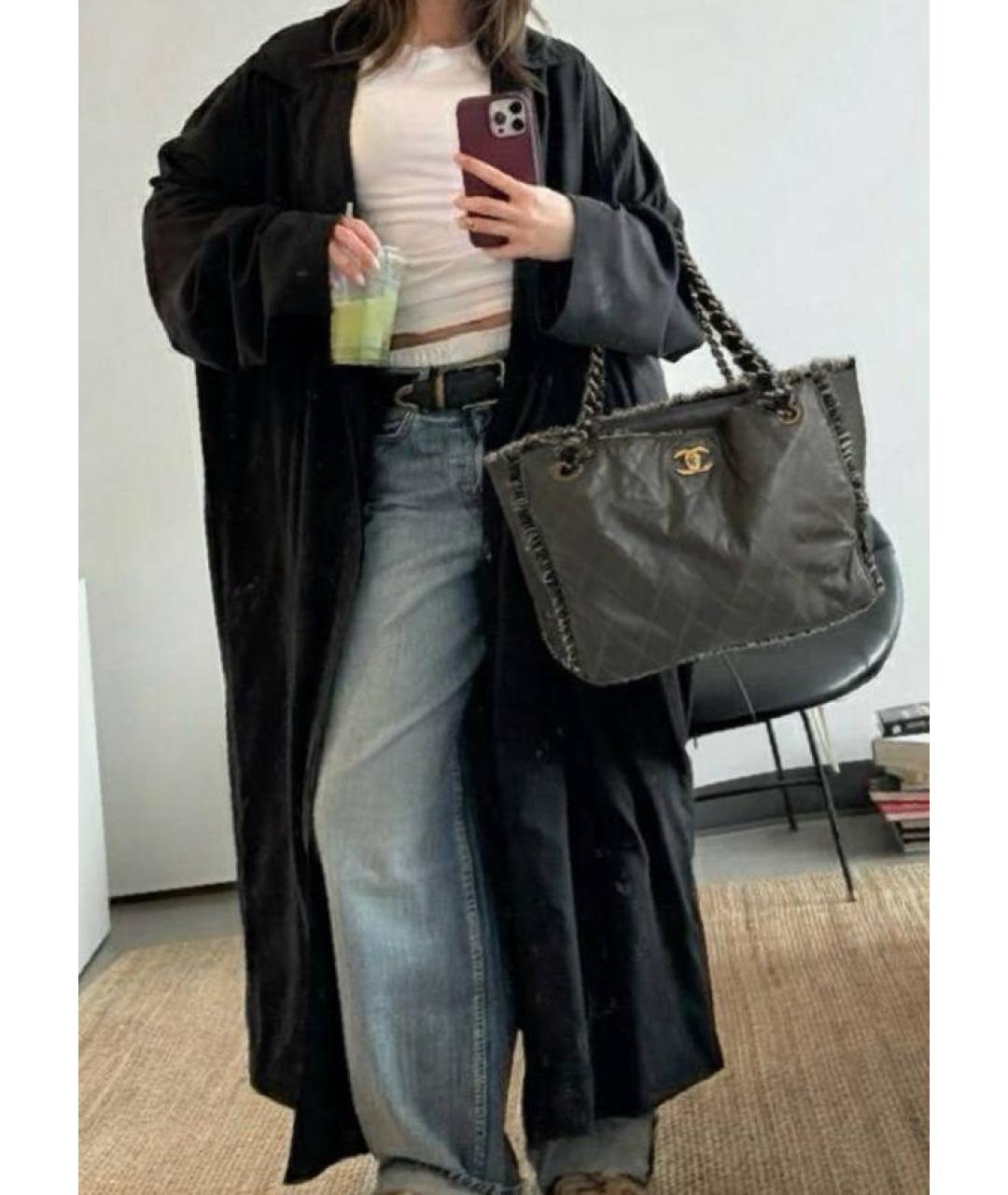 CHANEL Антрацитовая твидовая сумка с короткими ручками, фото 2