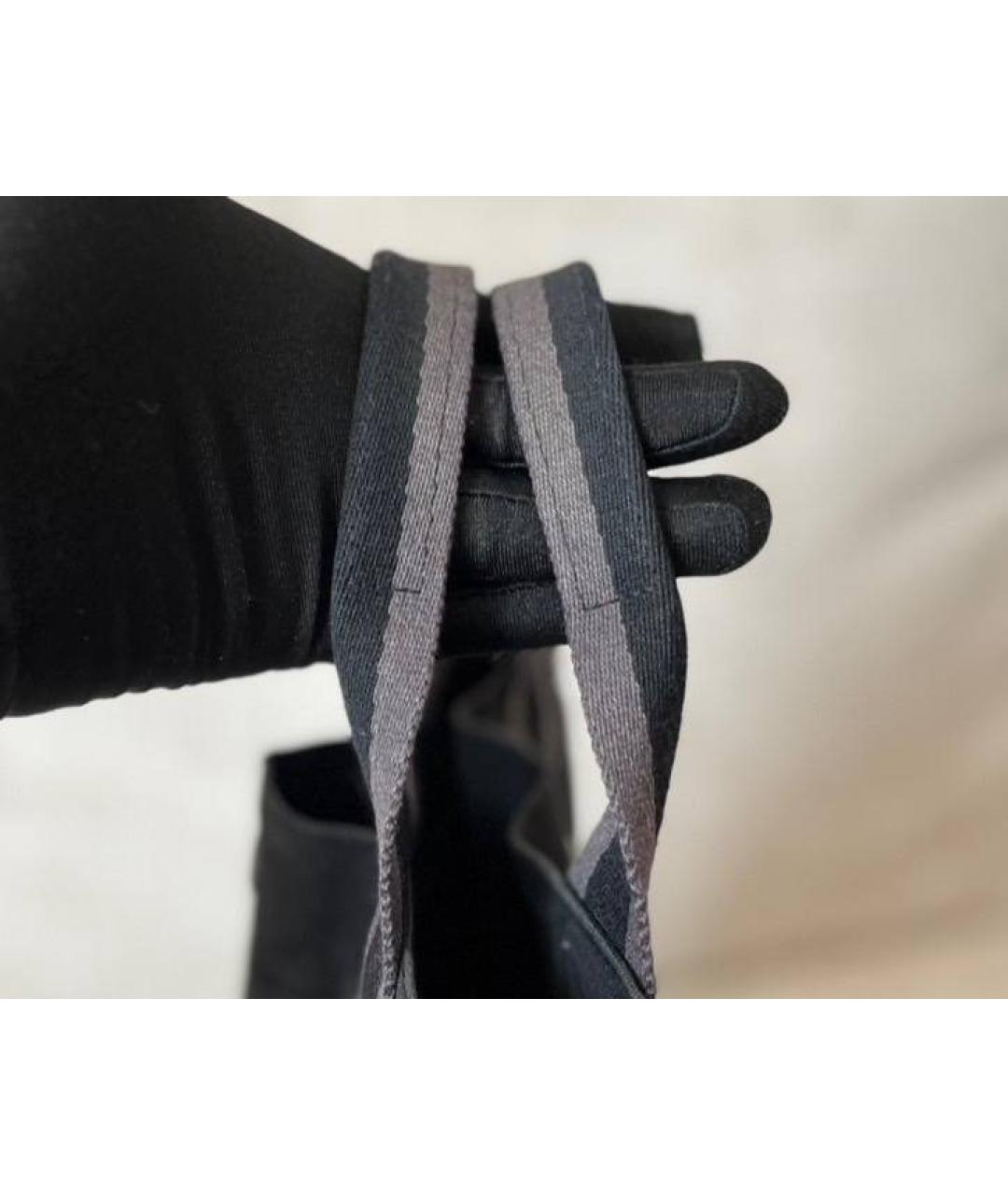 HERMES Черная тканевая сумка с короткими ручками, фото 7