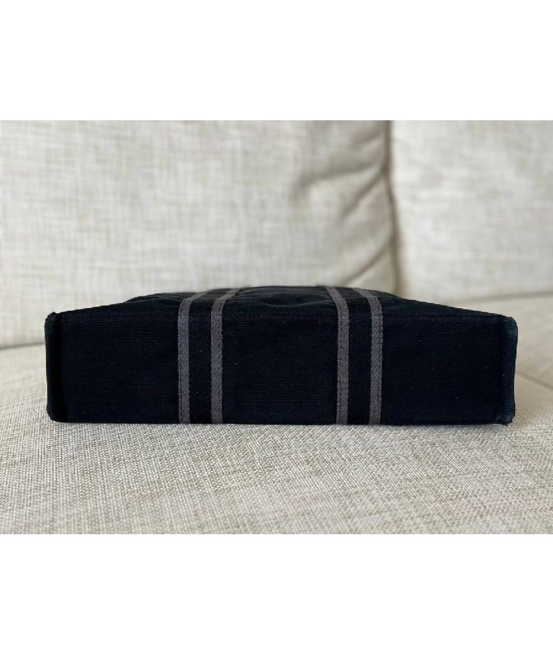 HERMES Черная тканевая сумка с короткими ручками, фото 8