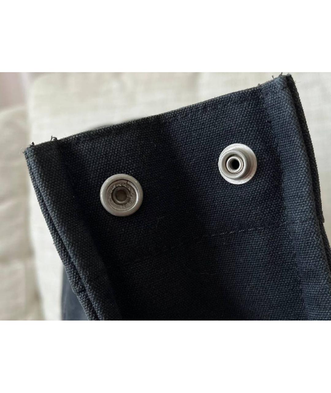 HERMES Черная тканевая сумка с короткими ручками, фото 5