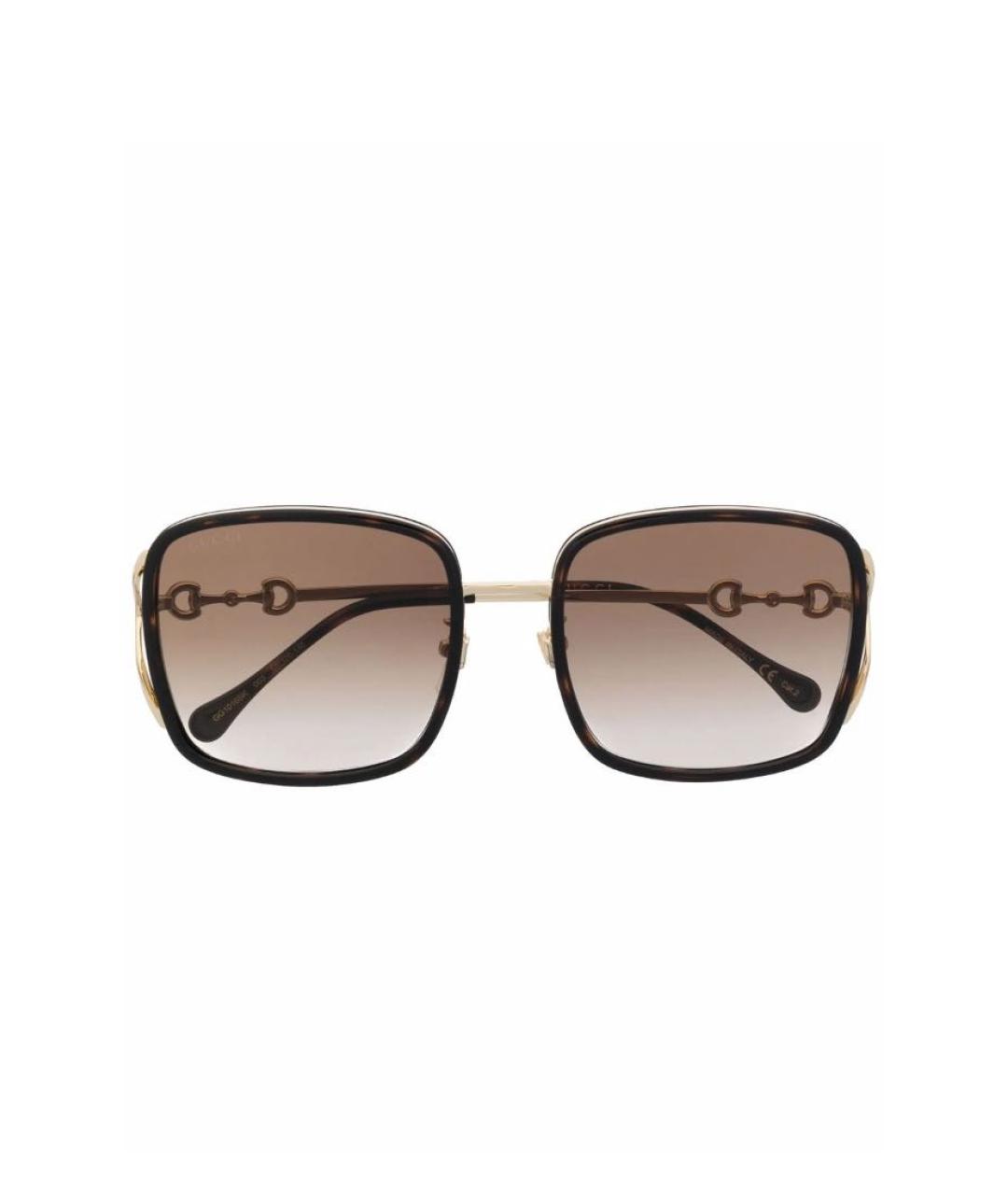 GUCCI Коричневые металлические солнцезащитные очки, фото 1