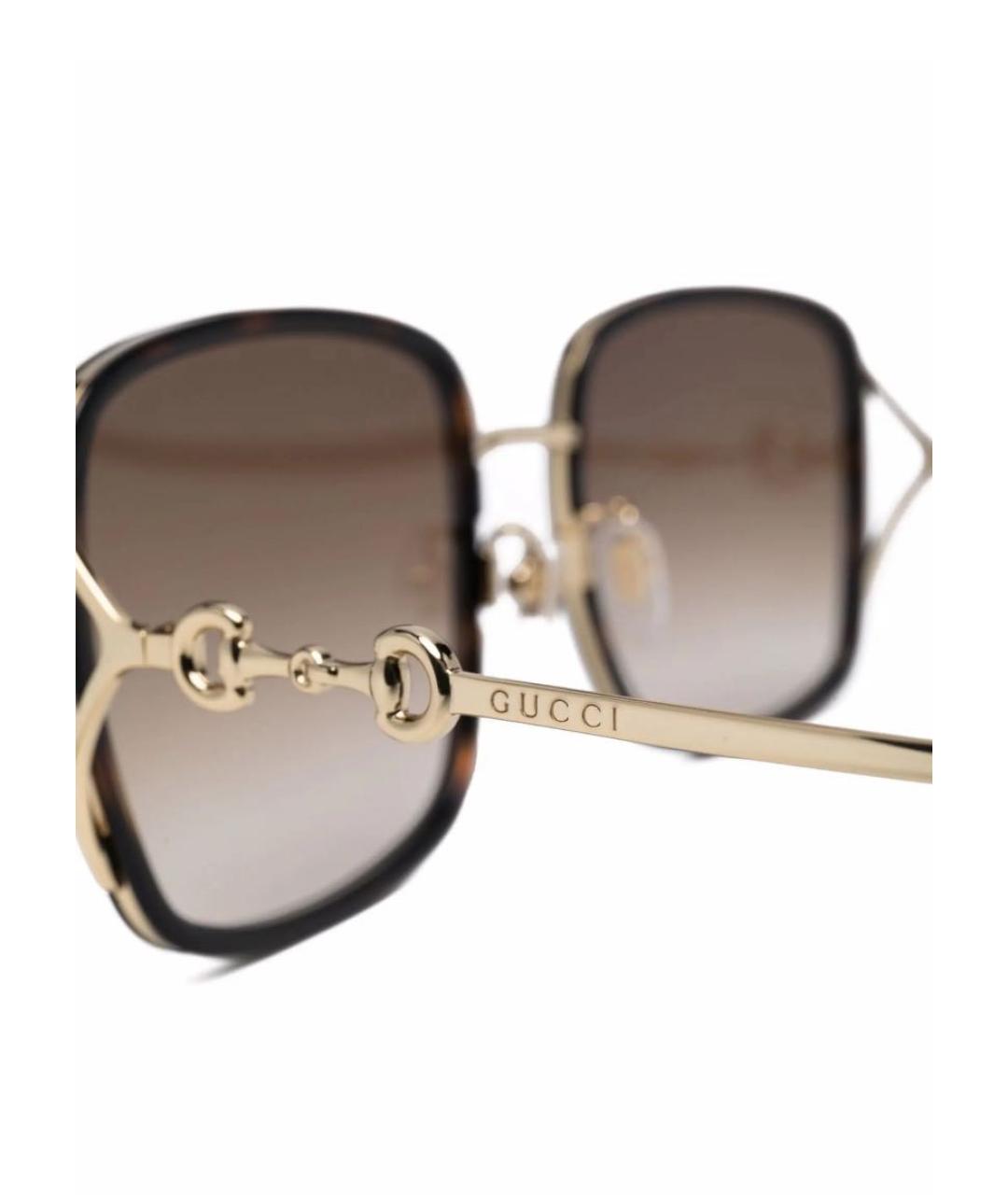 GUCCI Коричневые металлические солнцезащитные очки, фото 3
