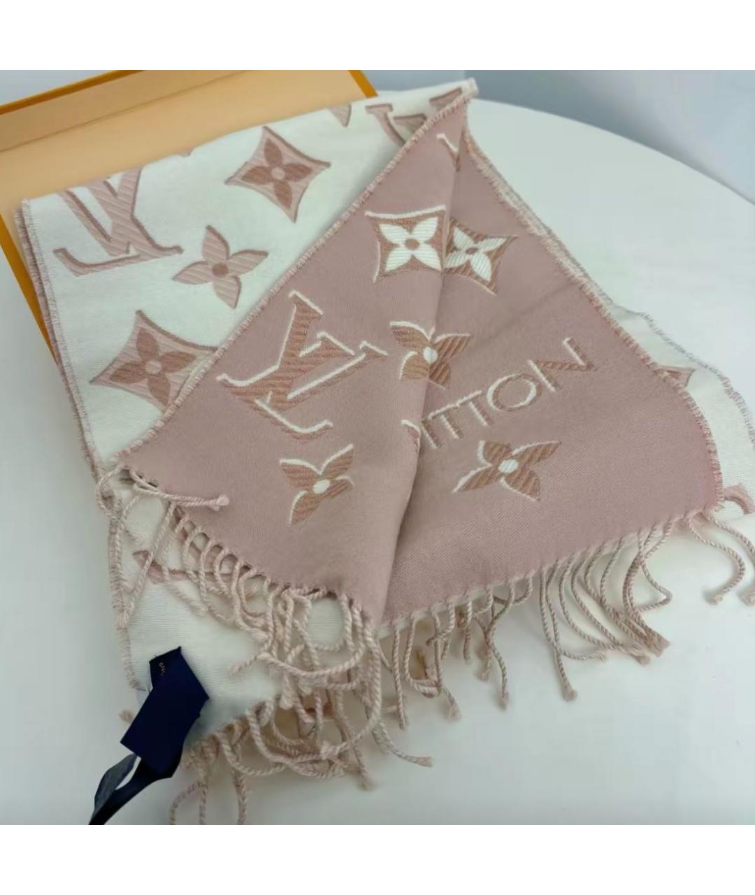 LOUIS VUITTON Розовый шерстяной шарф, фото 3