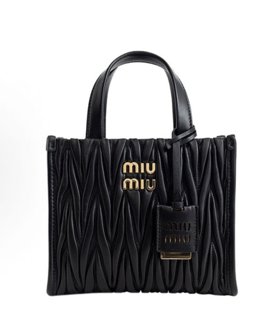 MIU MIU Черная кожаная сумка тоут, фото 1