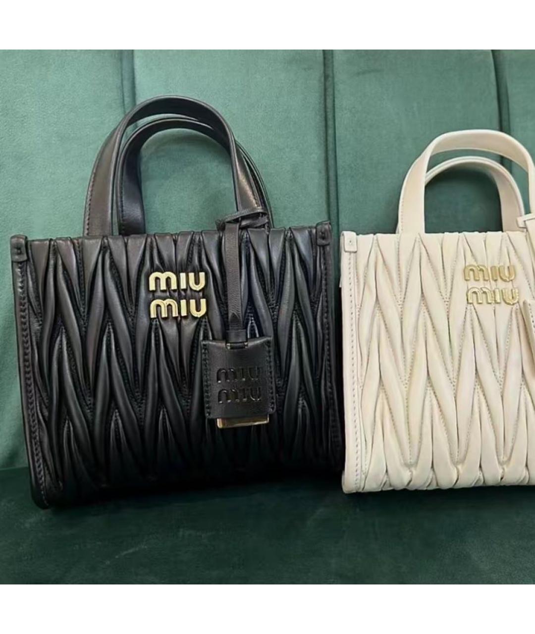 MIU MIU Черная кожаная сумка тоут, фото 7