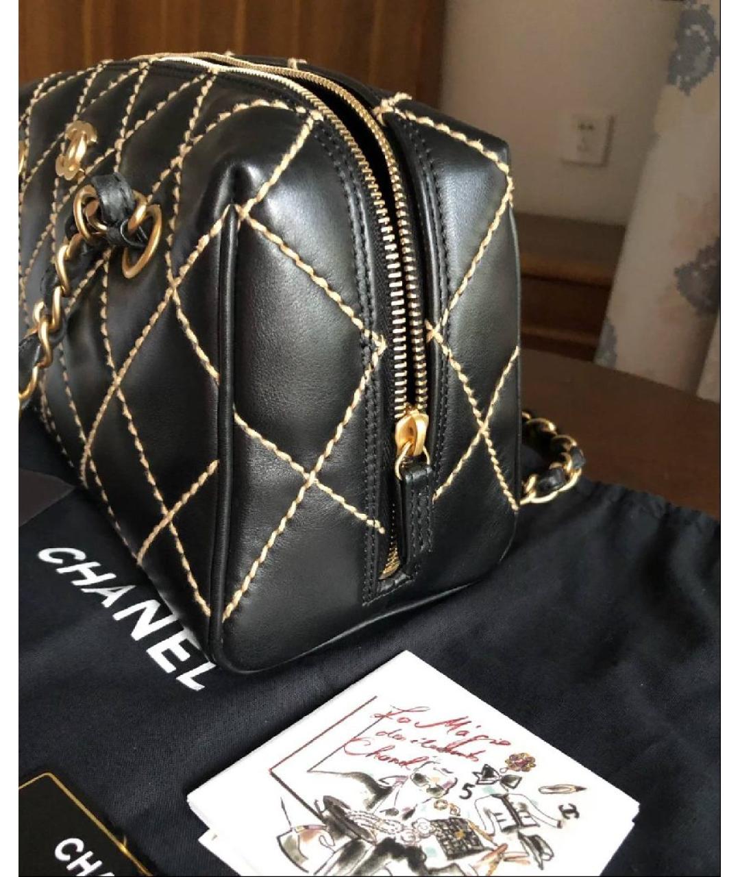 CHANEL Черная кожаная сумка с короткими ручками, фото 9