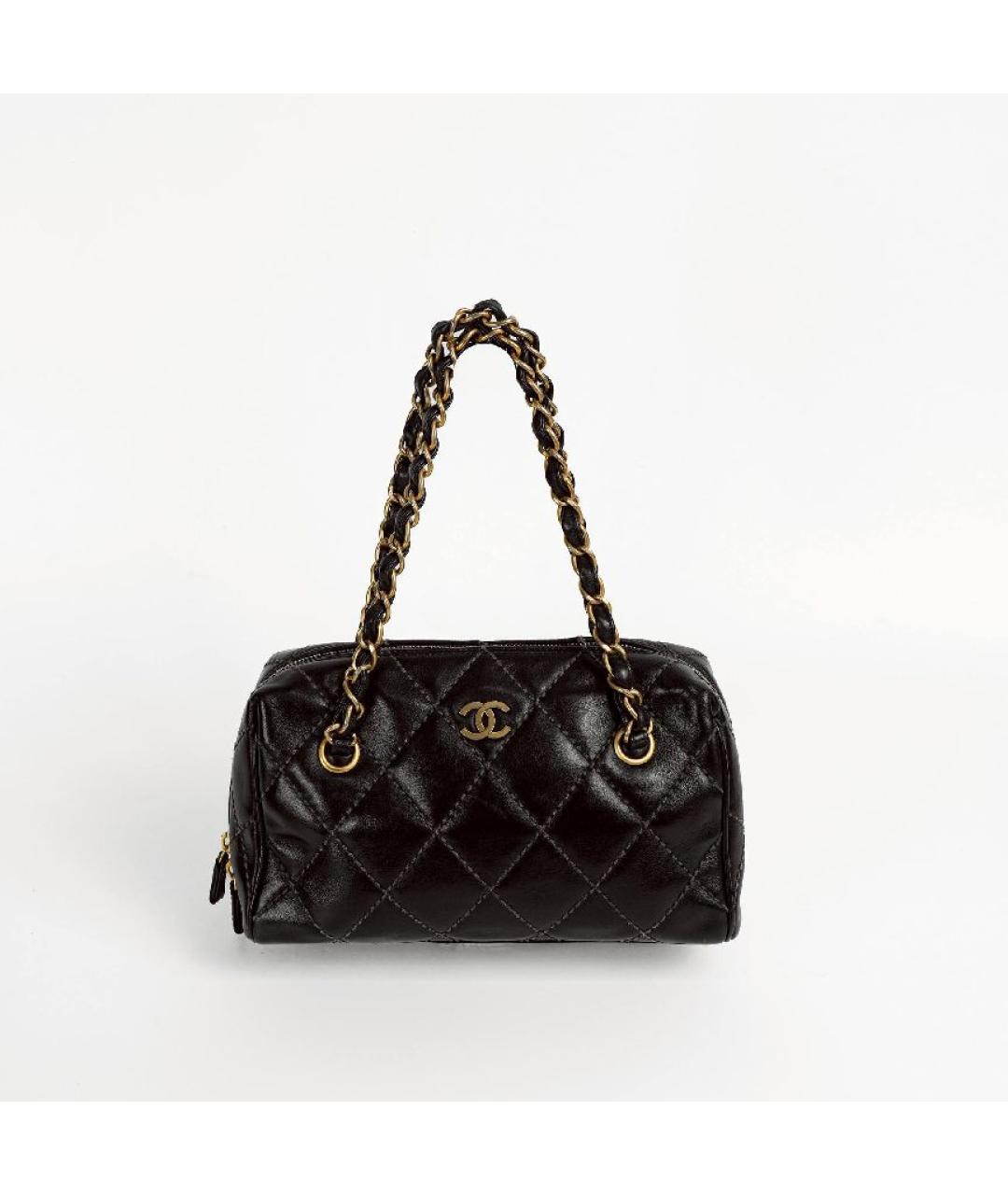 CHANEL Черная кожаная сумка с короткими ручками, фото 10