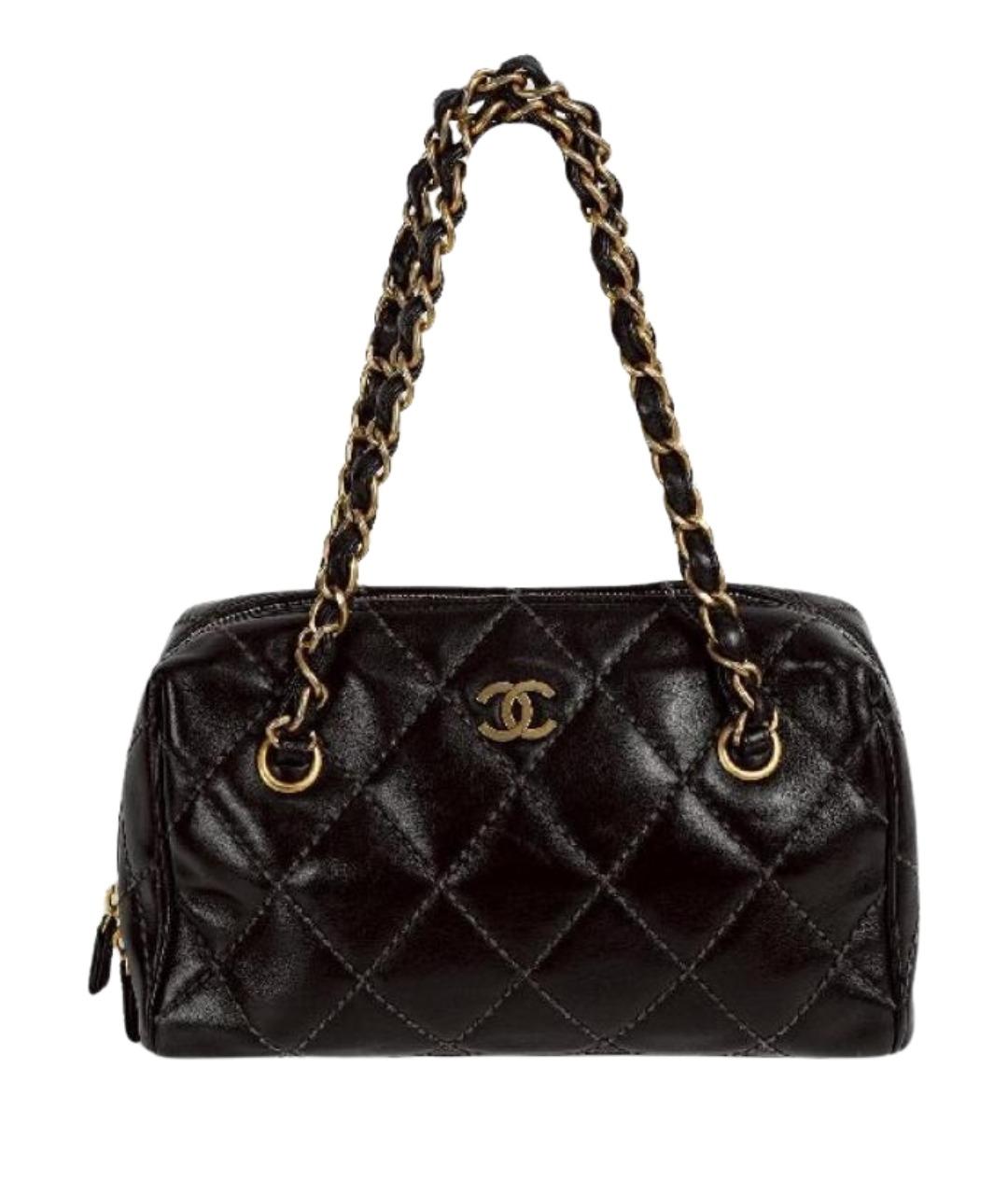 CHANEL Черная кожаная сумка с короткими ручками, фото 1