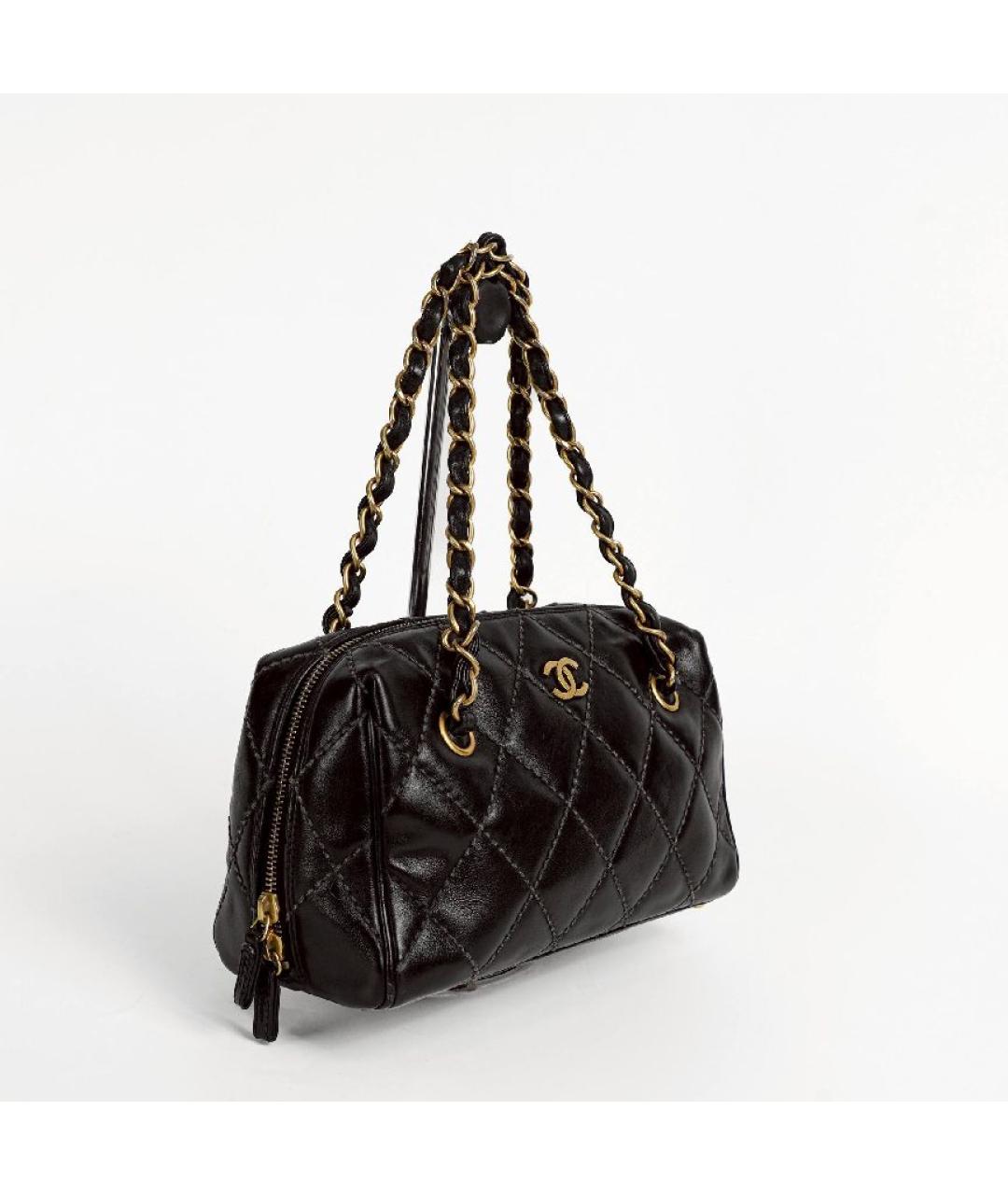 CHANEL Черная кожаная сумка с короткими ручками, фото 2