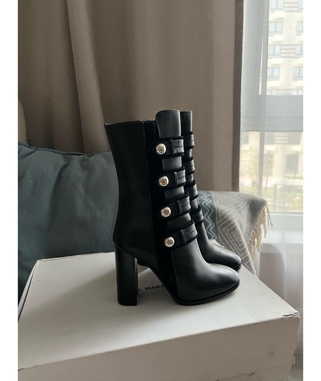 ISABEL MARANT Черные кожаные полусапоги, фото 2