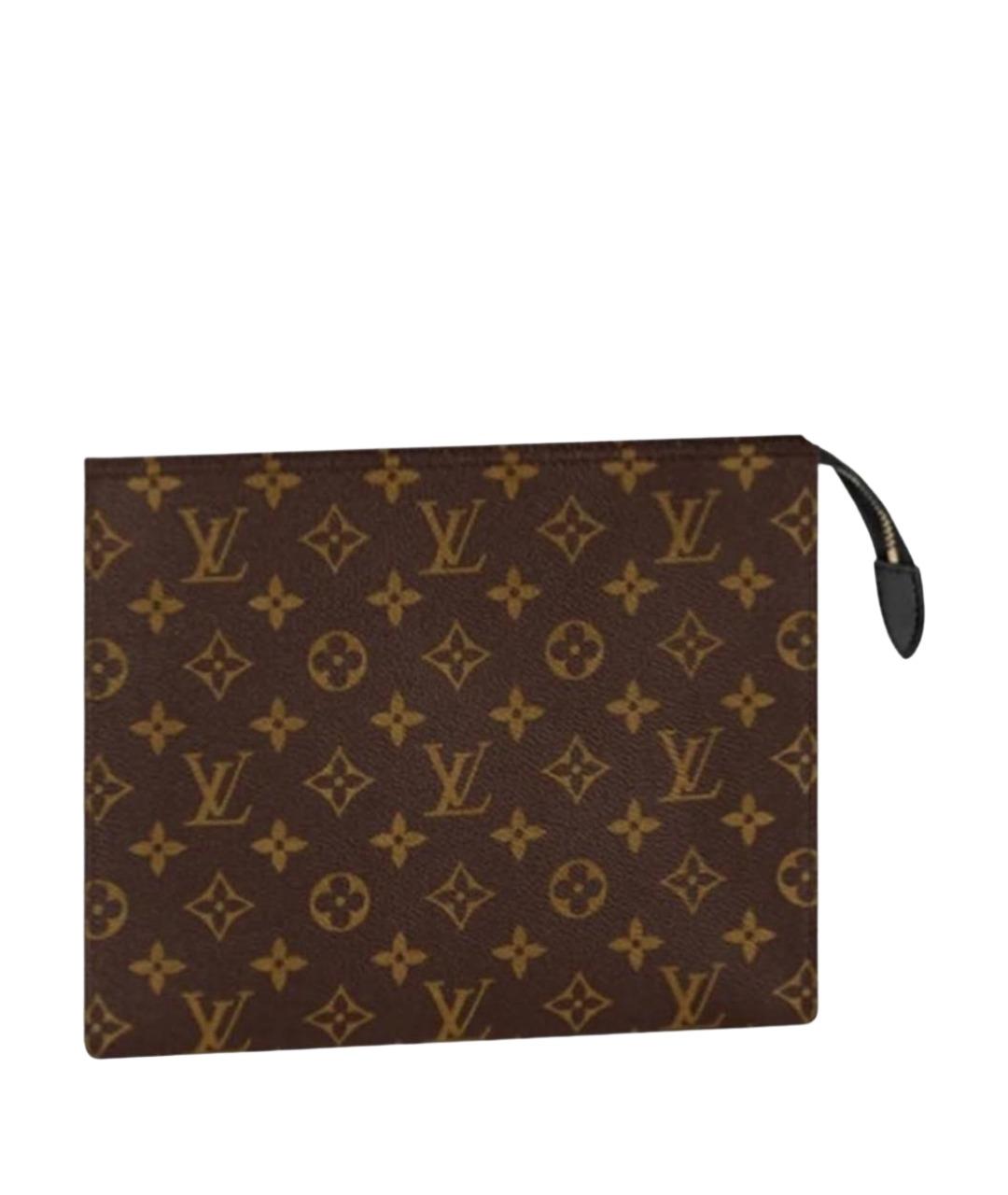 LOUIS VUITTON Коричневая кожаная косметичка, фото 1