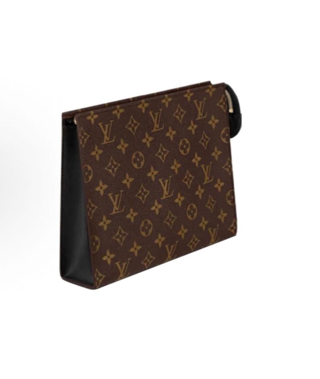 LOUIS VUITTON Коричневая кожаная косметичка, фото 2