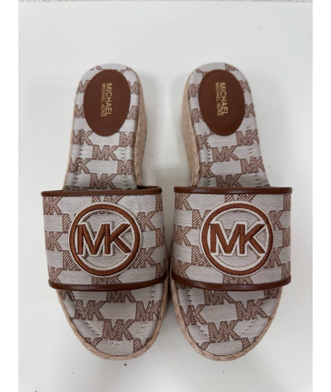 MICHAEL KORS Коричневые текстильные шлепанцы, фото 2
