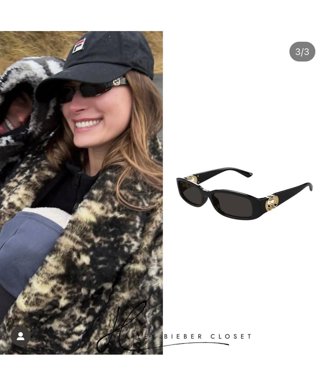 GUCCI Черные пластиковые солнцезащитные очки, фото 5