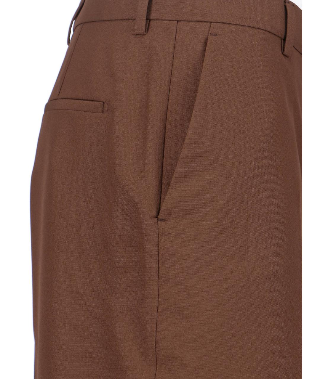 GUCCI Коричневые полиэстеровые прямые брюки, фото 3