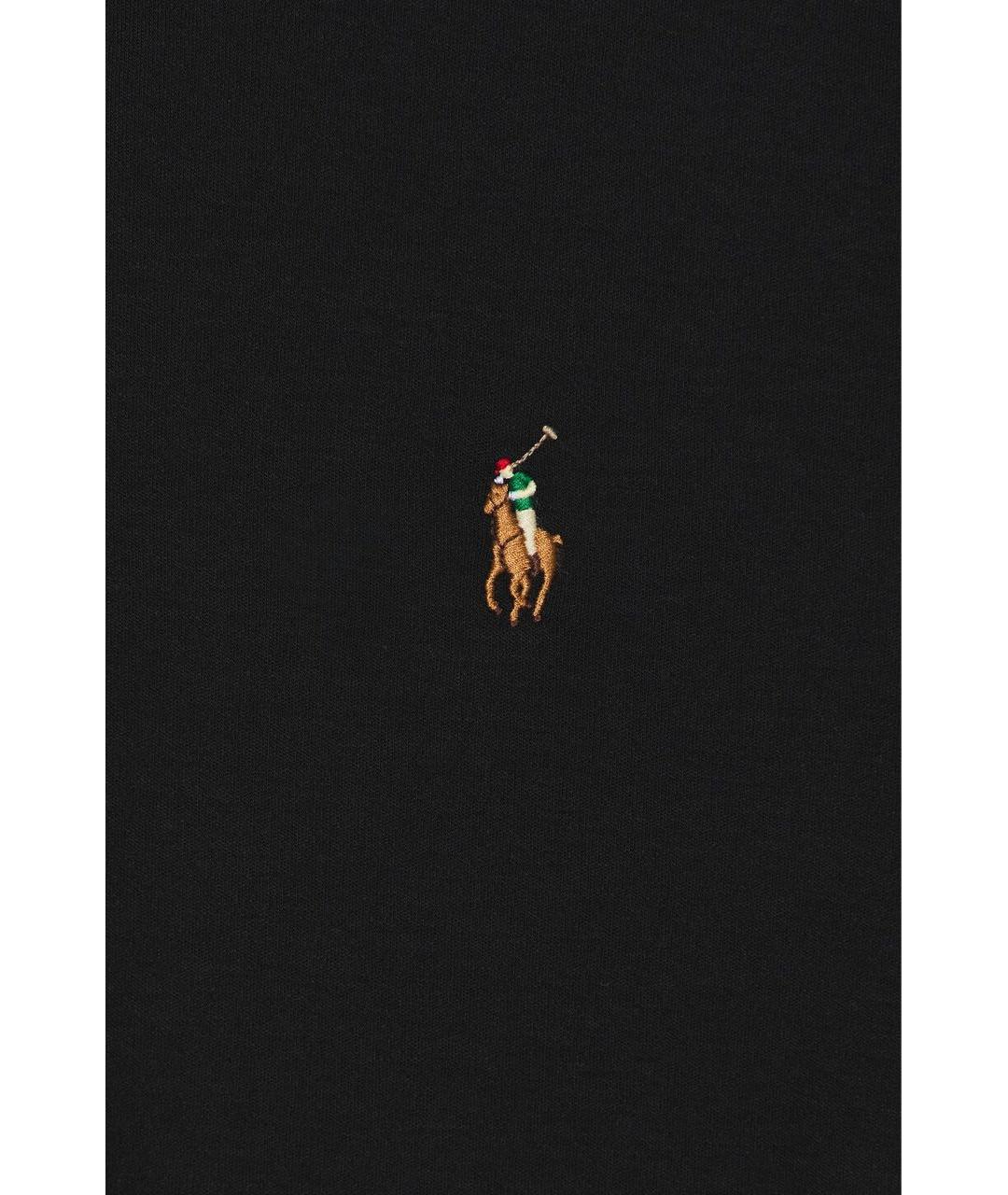 POLO RALPH LAUREN Черное хлопковое поло с длинным рукавом, фото 3