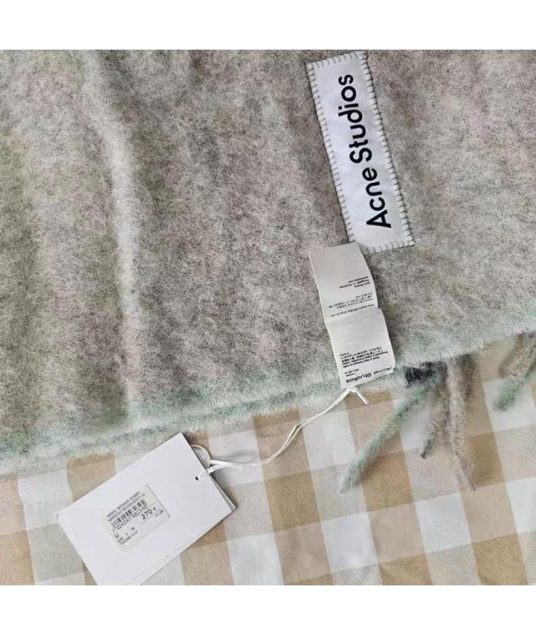 ACNE STUDIOS Серый шерстяной шарф, фото 3