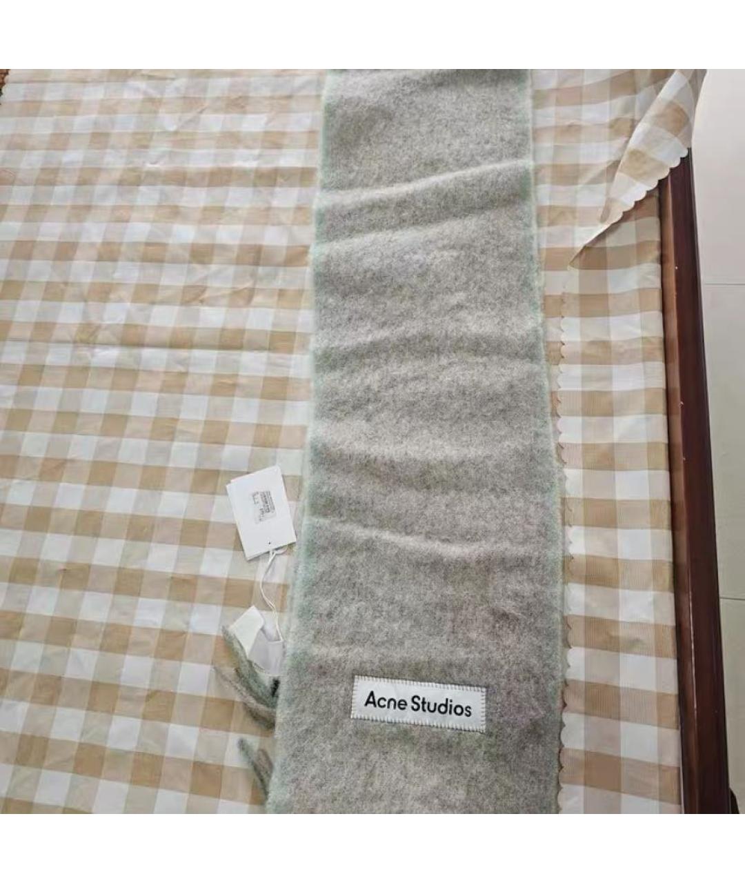 ACNE STUDIOS Серый шерстяной шарф, фото 2