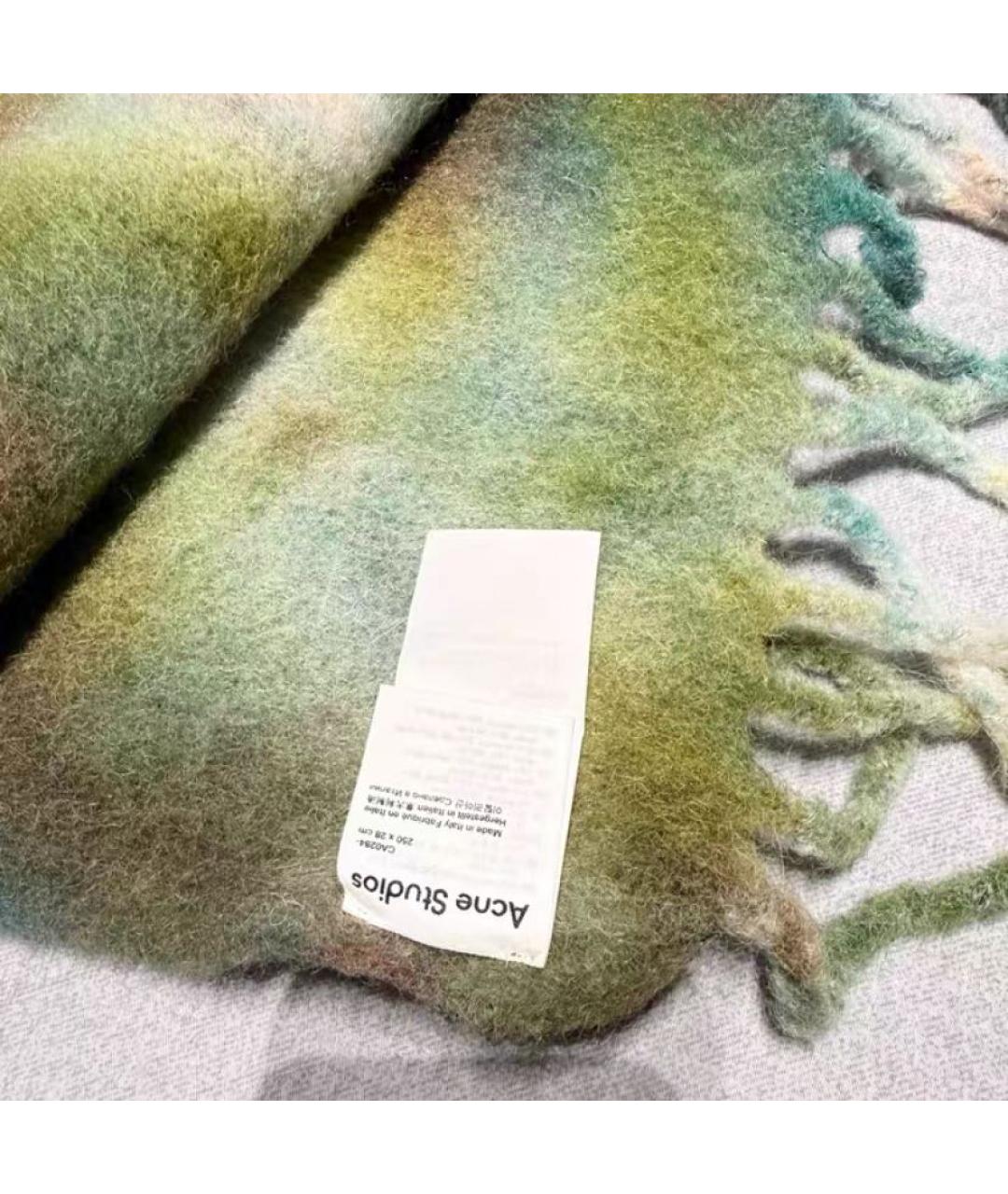 ACNE STUDIOS Зеленый шерстяной шарф, фото 4