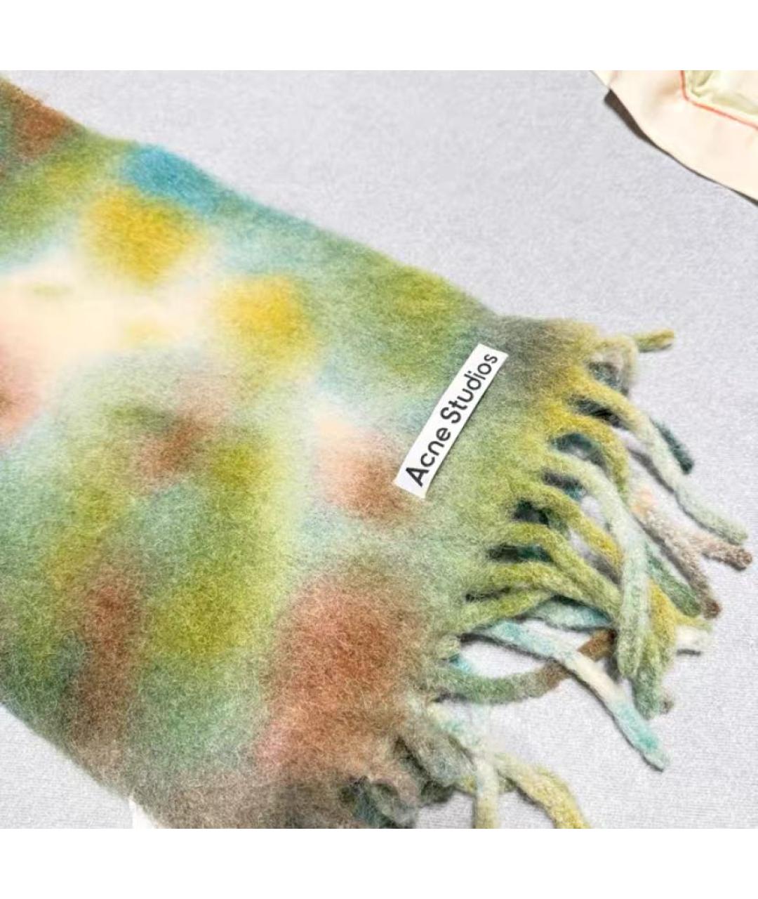 ACNE STUDIOS Зеленый шерстяной шарф, фото 3