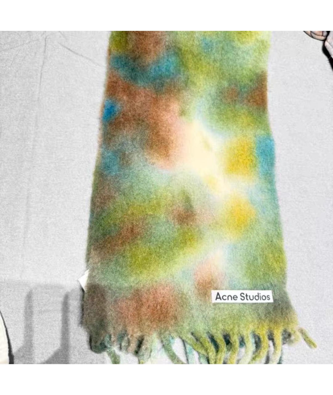 ACNE STUDIOS Зеленый шерстяной шарф, фото 2