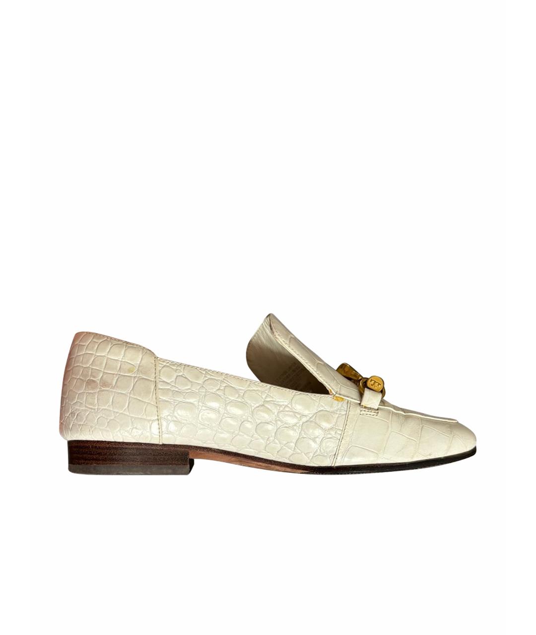 TORY BURCH Бежевые кожаные лоферы, фото 1